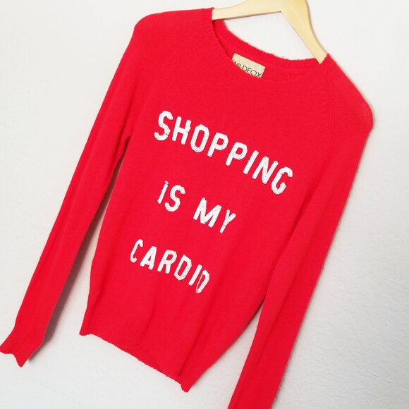 Wildfox White Label Shopping Is My Cardio Red Sweater S Jumper Angora Blend Y2K - Picture 16 of 16